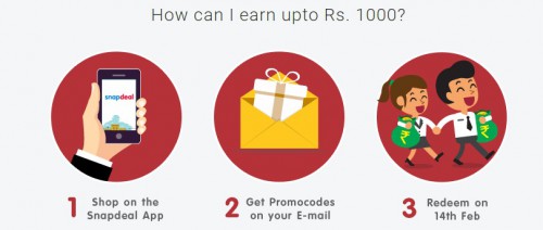 Snapdeal valentine special: Earn promotional codes upto Rs.1000 and spend on Valentine day