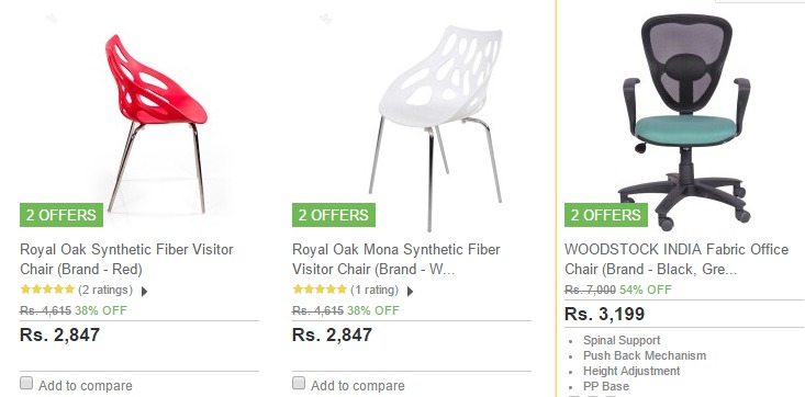 Buy Office Study chairs Extra 10% - 20% more off from Flipkart