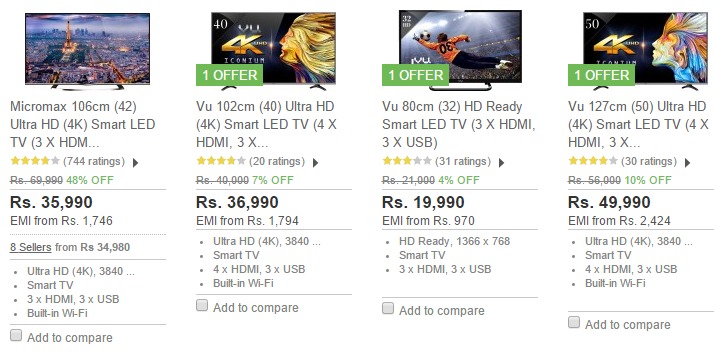 Buy Smart LED TV upto 40% off from Flipkart